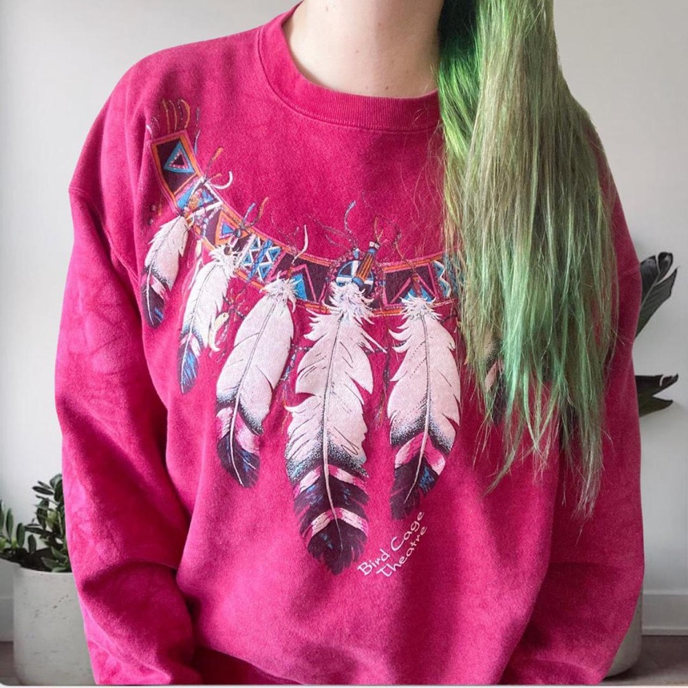 Vintage 90's Birdcage Theater Acid Wash Unisex Crew neck Sweater Burgundy XL